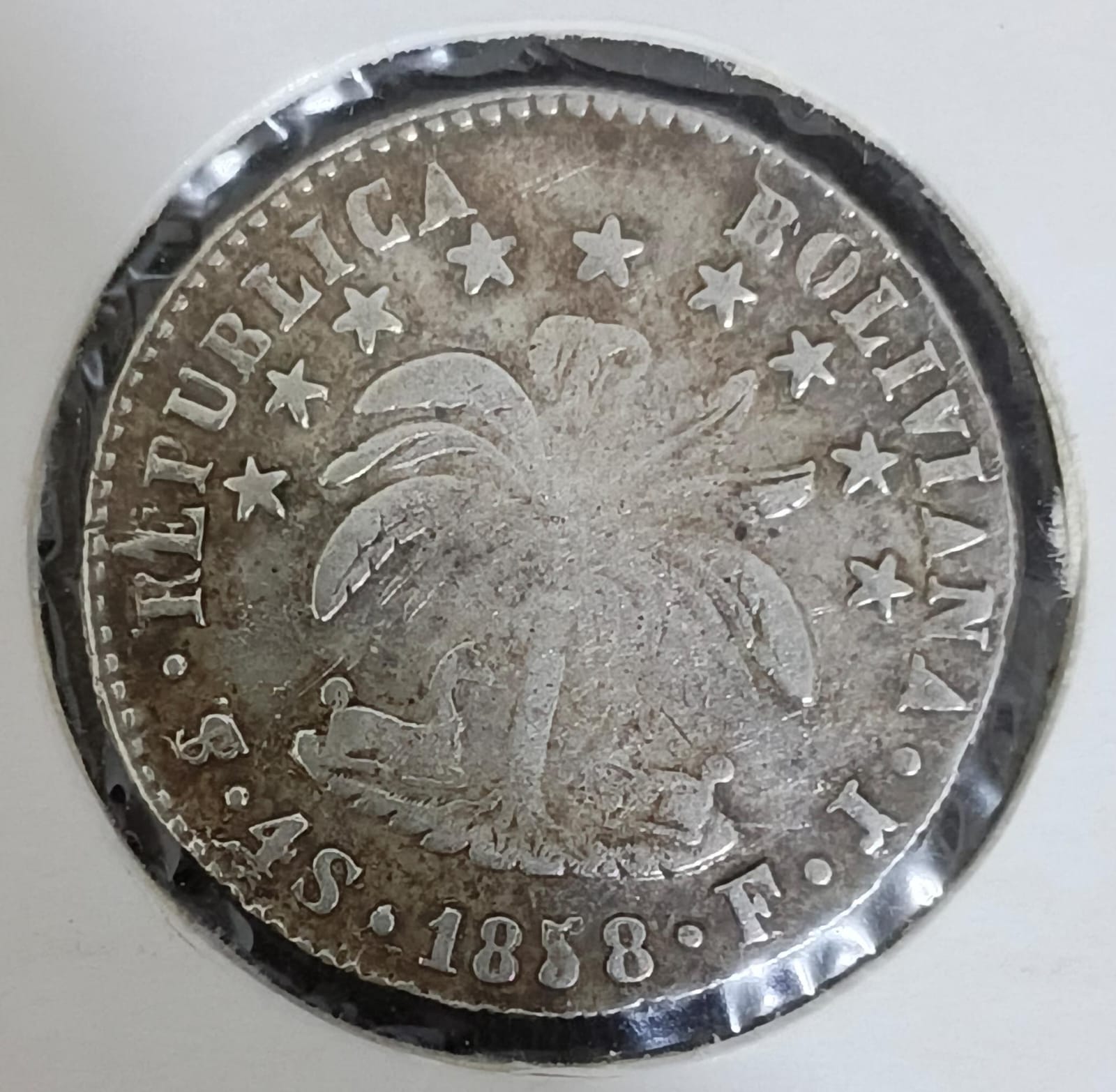 Reverso de 4 SOLES 1858