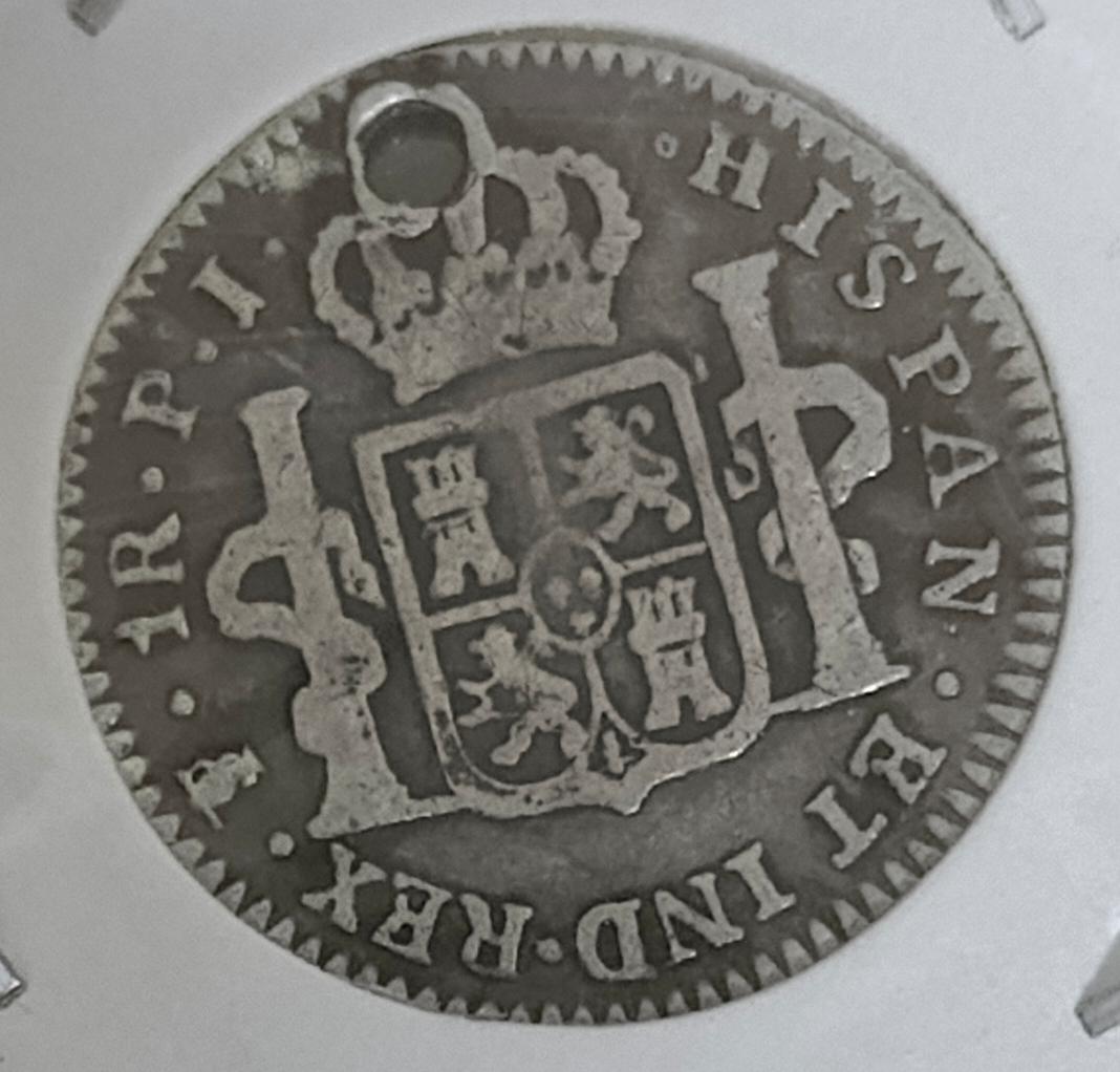 Reverso de 1 real 1808 PJ
